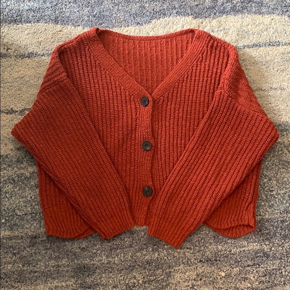 SOLD Plush Orange Sweater - Picture 2 of 5